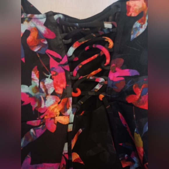 Mini Scuba Lace-Up Fit And Flare Dress - Picture 3 of 7